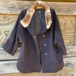 🇮🇹Made In Italy🇮🇹 CINZIA ROCCA Pure Virgin Wool Coat with Rabbit Fur Trim